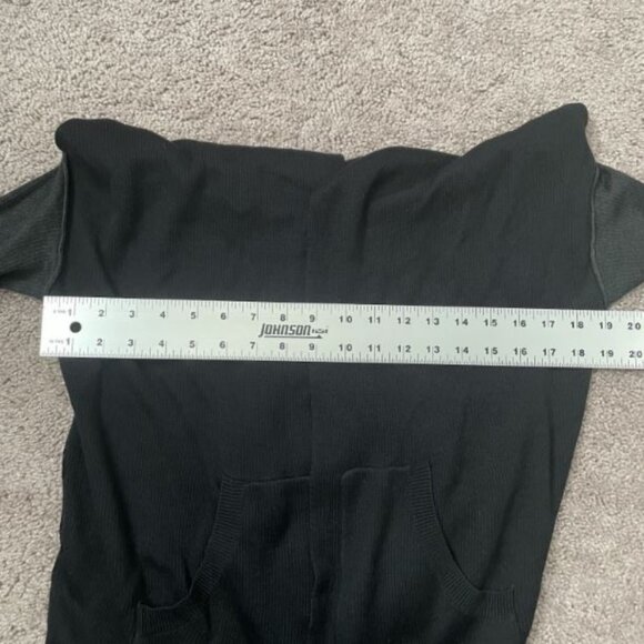 Lululemon Cardigan Womens Cabin Yogi Wrap Gray Black Pockets Hooded Thumb Holes - Picture 8 of 9